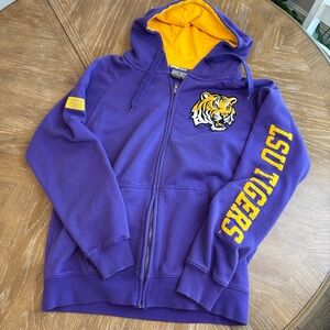 Colosseum Purple and Yellow LSU Tigers Hoodie large Tiger patch and arm patches